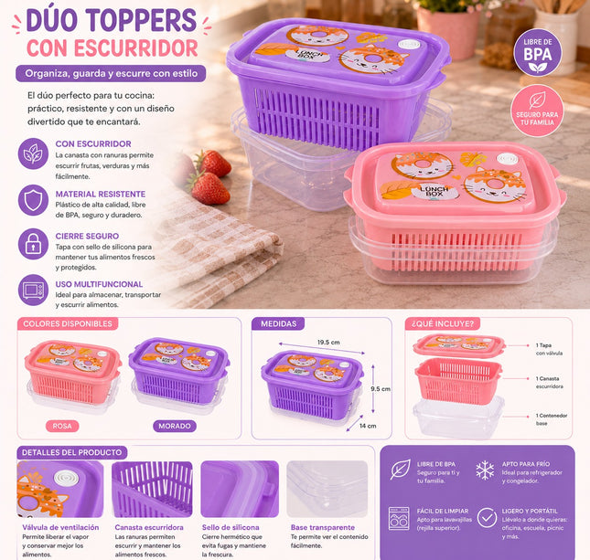 Dúos Toppers con Colador Colores