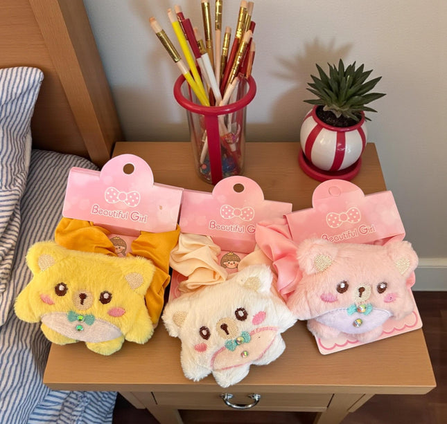 12 Scrunchies Peluche Ositos $17 c/u
