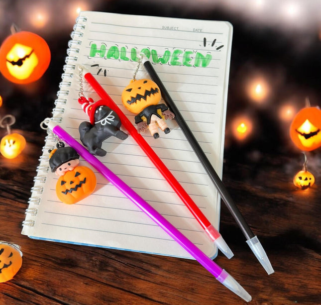12 Lapiceros con Dijes Halloween 3D $7.3 c/u