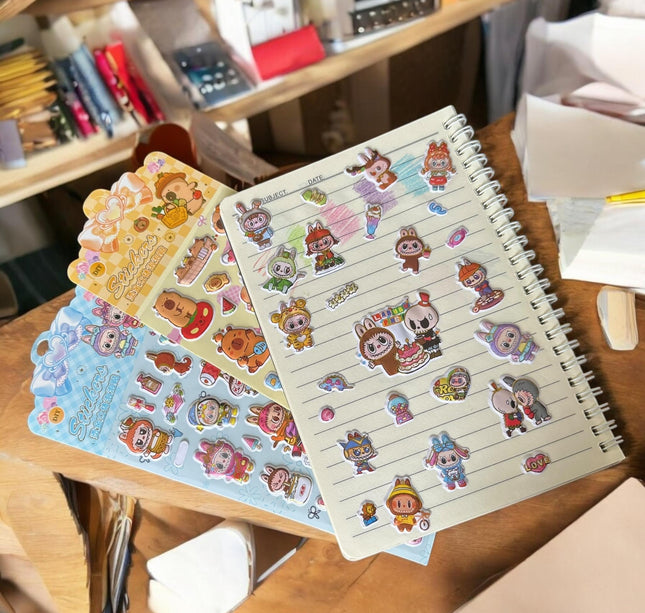 20 Planilla Stickers Labubus/Capibara $4.95 c/u