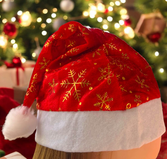 12 Gorros Navideño Decorado con copos de Nieve $9.2 c/u