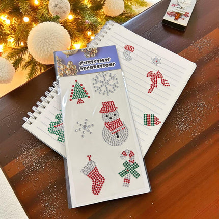 12 Sticker Navideños Pedreria Figuras $9.75 c/u