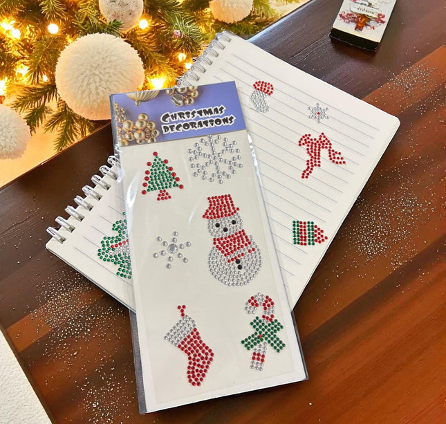 12 Sticker Navideños Pedreria Figuras $9.75 c/u