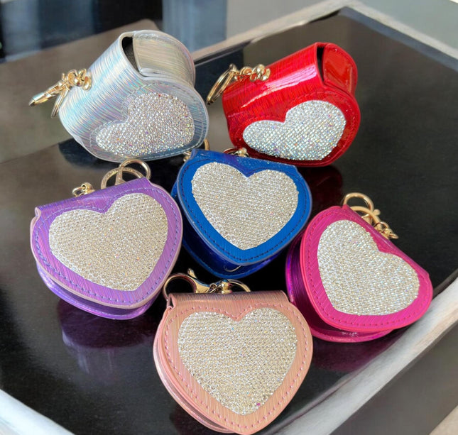 3 Monedero Corazon con Pedrería $59 c/u