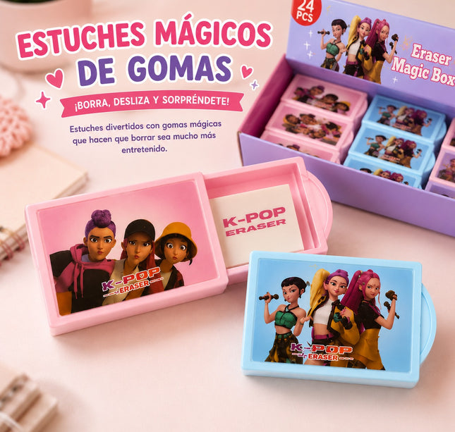 24 Estuche Huntrix Magico con Goma/Borrados $6.75 c/u
