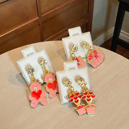 36 Aretes "San Valentin" Zirconia Pedreria $6.25 c/u