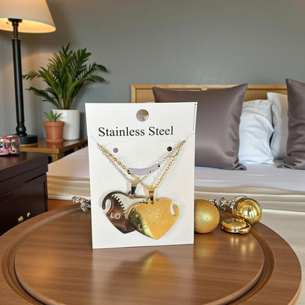 12 Duos de Collar Parejas Acero Inoxidable Dorado/Plateado $25.83 c/u