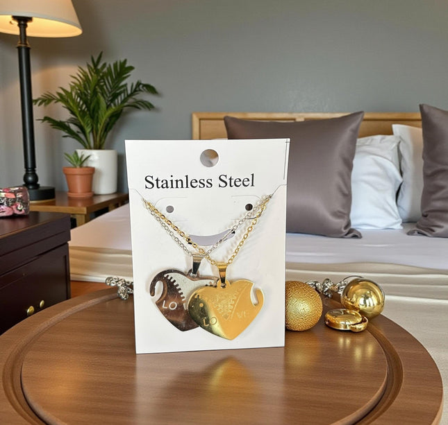 12 Duos de Collar Parejas Acero Inoxidable Dorado/Plateado $25.83 c/u