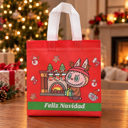 Exclusivo Tienda en linea 💥💎12 Bolsa Labubu  Navideña Reutilizable Diseño $4.77 c/u