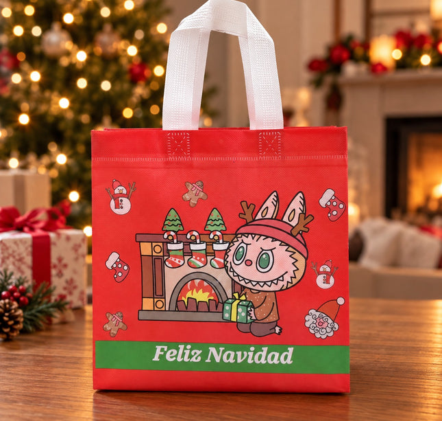 Exclusivo Tienda en linea 💥💎12 Bolsa Labubu  Navideña Reutilizable Diseño $4.77 c/u