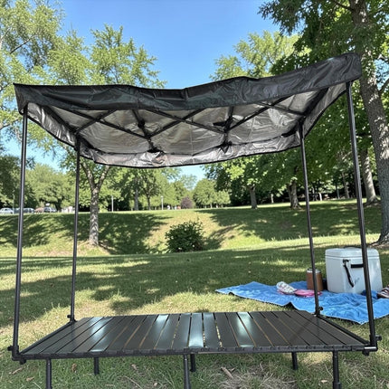 Carrito Utilitario Plegable de Doble Nivel con Toldo Protector y Mesa