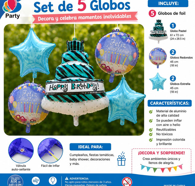 Exclusivo Tienda en linea 💥💎 3 Sets 5 Globos Celebración Figuras $32 c/u
