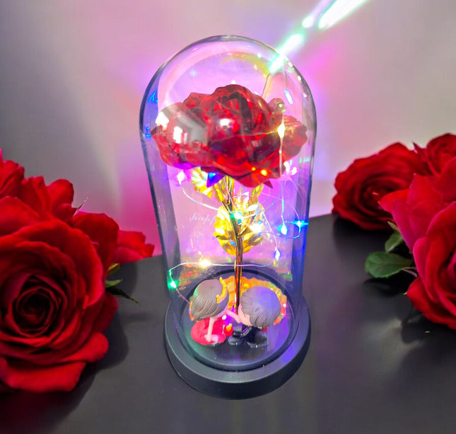 3 Rosa Eterna Con Luz y Pareja Enamorada San Valentin $129 c/u