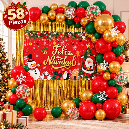 Exclusivo Tienda en linea 💥💎Kit de Globos y Decoración iesta Navideña 58 piezas