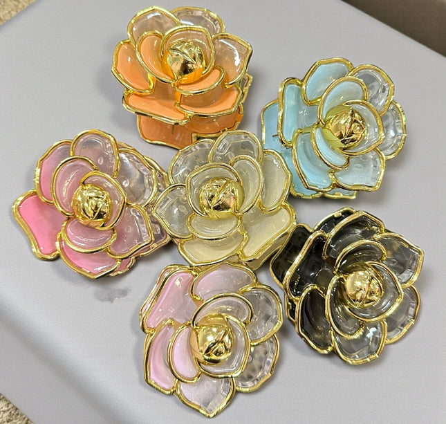 12 Pinzas Flores Hermosas Doradas $8.25 c/u