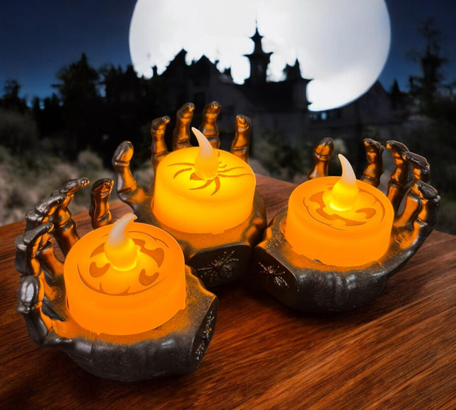 12 Manitas con Velas de Luz Halloween $15 c/u