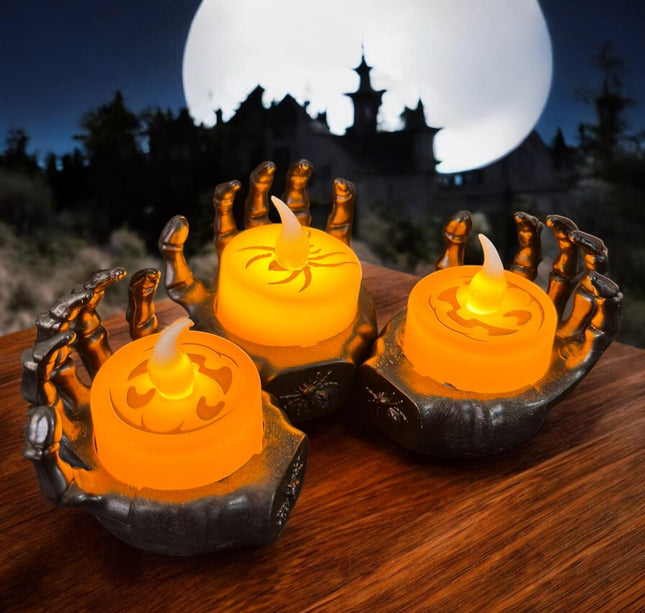 12 Manitas con Velas de Luz Halloween $15 c/u