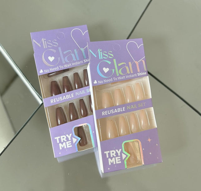 12 Uñas Postizas Colores Miss Glam $9 c/u