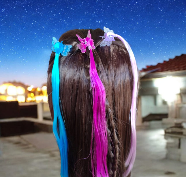 12 Pares de pincitas mariposas con Extensiones de colores $6.5 c/u