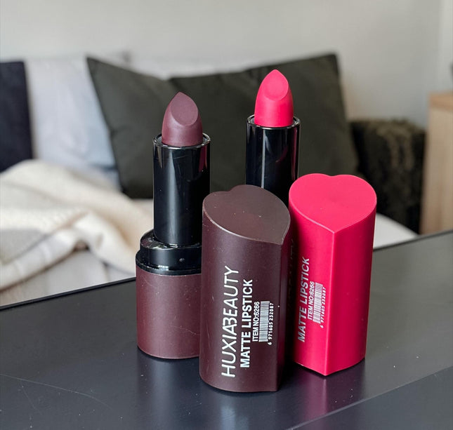 12 Labiales Matte "Corazón" Huxia $11 c/u