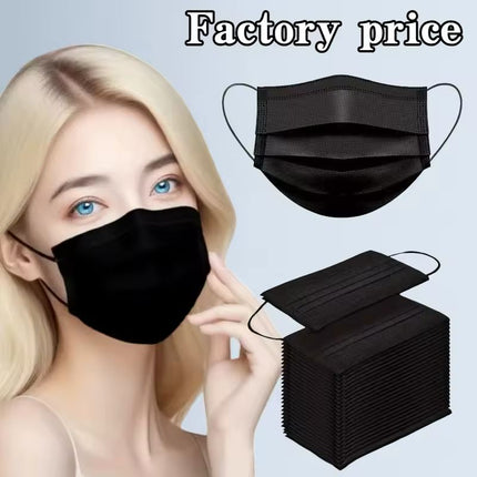Caja con 50 piezas de Cubrebocas Negro Para Adulto