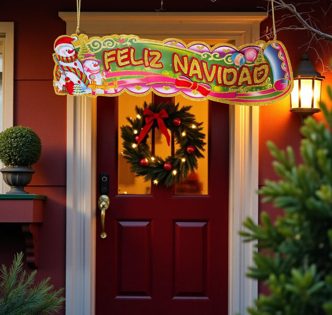 12 Letrero Feliz Navidad 52cm * 15cm $12.6 c/u
