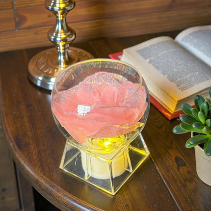 12 Rosa Eterna con Base y Luz Chica $27 c/u