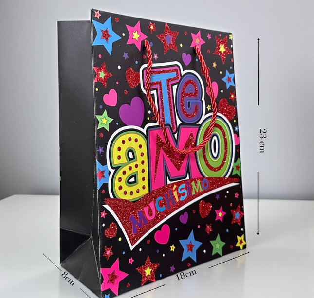 12 Bolsas Te quiero mucho Diamantadas "San Valentin" $13 c/u