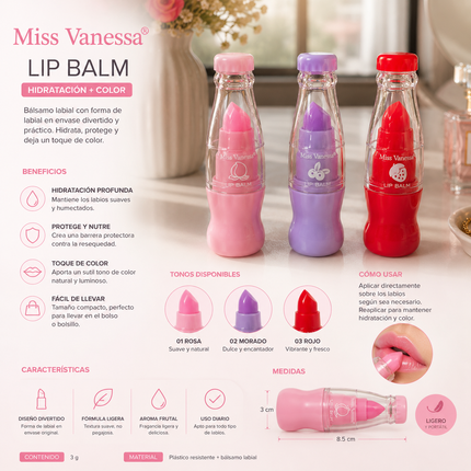 24 Balsamo para Labios Refesco "Miss Vanessa" $13.2 c/u