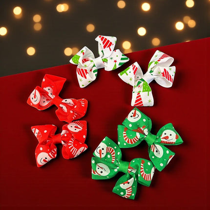 12 Pares de moñitos Santa Navideños $5.6 c/u