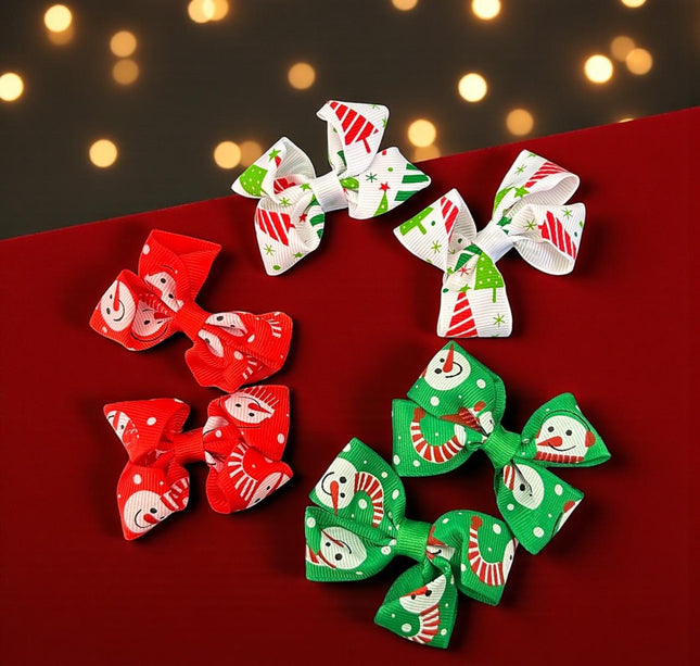 12 Pares de moñitos Santa Navideños $5.6 c/u