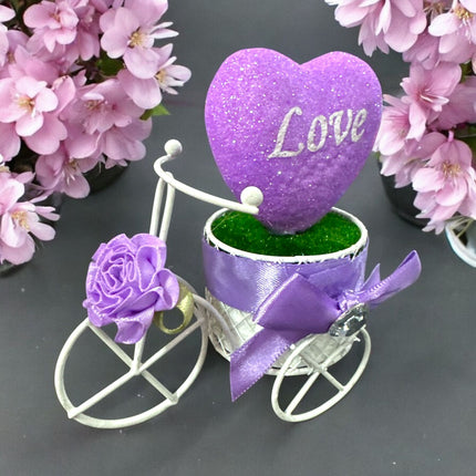 3 Bicicleta con Corazón Glitter y Moñito, con Luz San Valentin $60 c/u