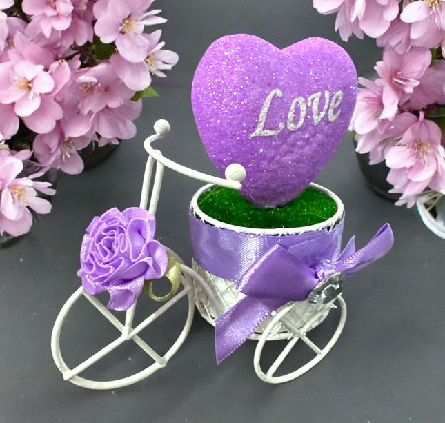 3 Bicicleta con Corazón Glitter y Moñito, con Luz San Valentin $60 c/u