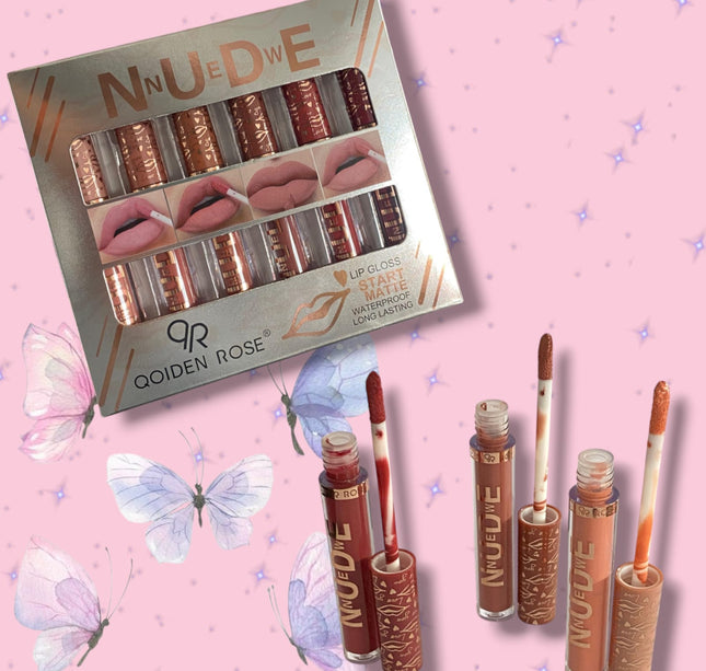 Set 6 Labiales liquidos Nude Plata