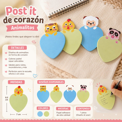12 Post Its Corazón Ositos $4.5 c/u