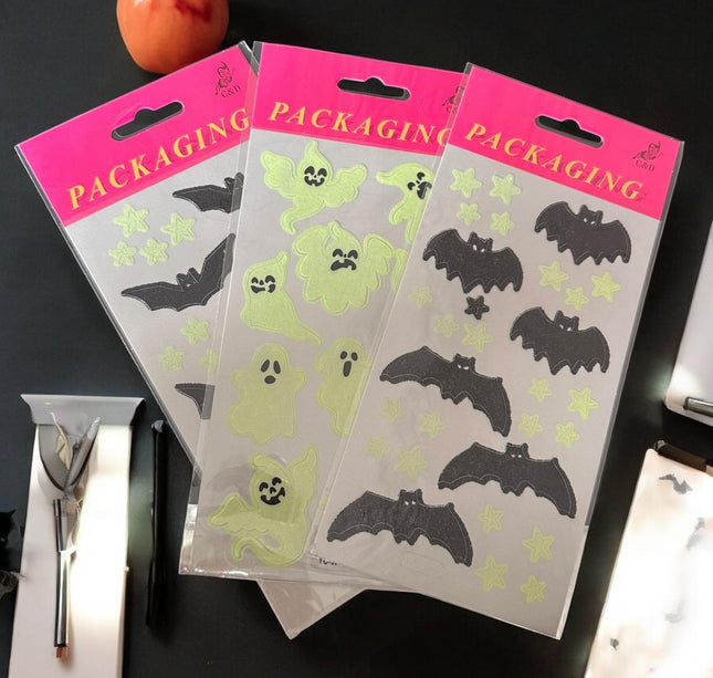 12 Stickers Fantasmas Halloween Fluorecentes $5.5 c/u