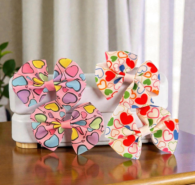 12 Pares de Moñitos "San Valentin" Corazones $5.7 c/u