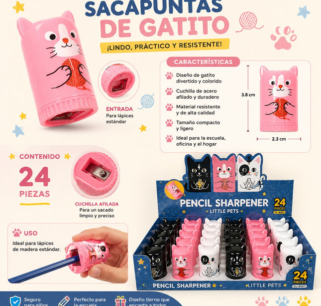 24 Sacapuntas Gatitos "Little Pets" $5.9 c/u