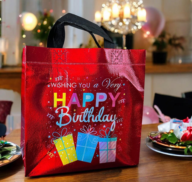 12 Bolsas "Happy BirthDay" Reutilizables $6.9 c/u
