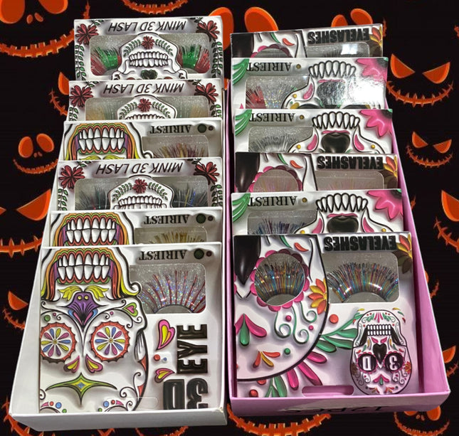 12 Pestañas postizas Halloween $9 c/u