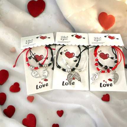 12 Sets Pulseras Dúo Corazón San Valentin $14.9 c/u