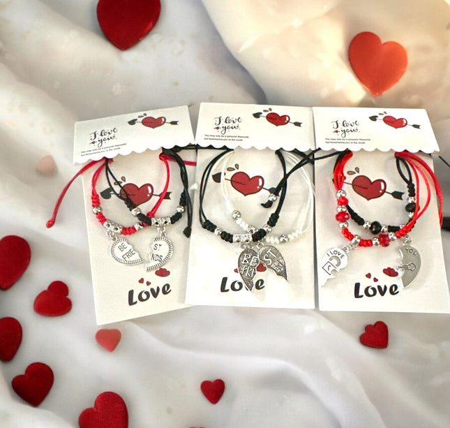 12 Sets Pulseras Dúo Corazón San Valentin $14.9 c/u