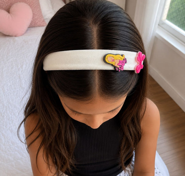 12 Diademas Barbie Gruesas con Figuras/Pin 3D $15 c/u