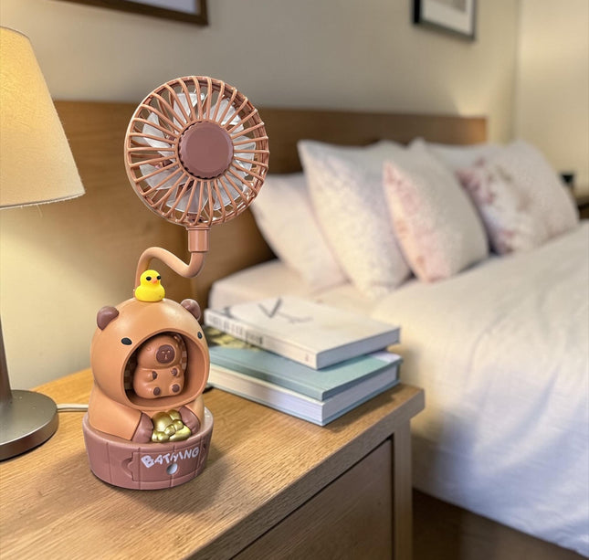 Ventilador Capibara Patito con Sacapuntas