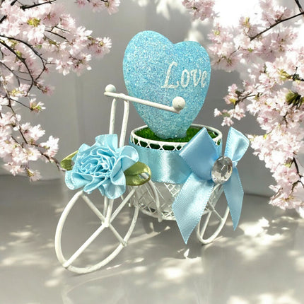 3 Bicicleta con Corazón Glitter y Moñito, con Luz San Valentin $60 c/u