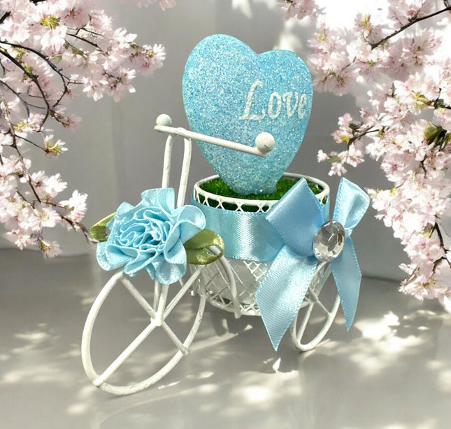 3 Bicicleta con Corazón Glitter y Moñito, con Luz San Valentin $60 c/u