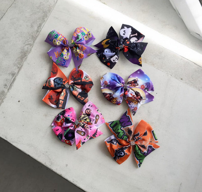 12 Moño estampado Halloween $7.2 c/u