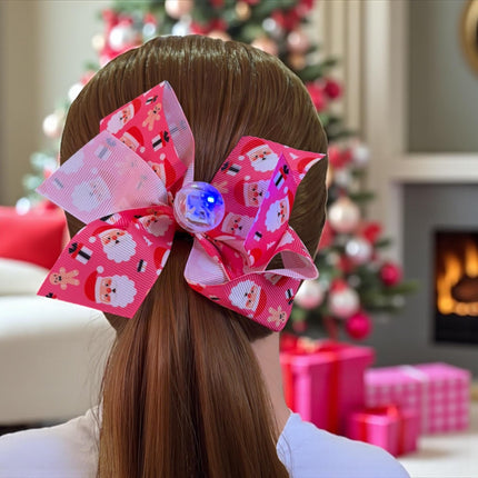 12 Moños Navideños Estampados con Luz $7.9 c/u