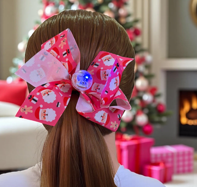 12 Moños Navideños Estampados con Luz $7.9 c/u