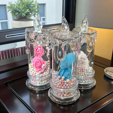 Vela con Rosas y Luces por dentro